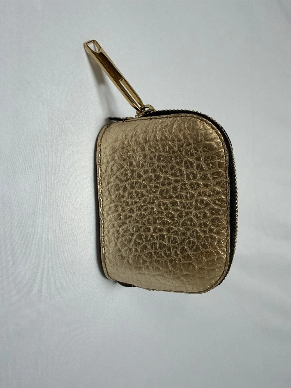 Burberry Metallic Gold Textured Mini Bow-Accent Pouch